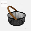 Customized Wire Mesh Baskets with Wooden Handles for Hanging Pantry Storage and Kitchen Organization